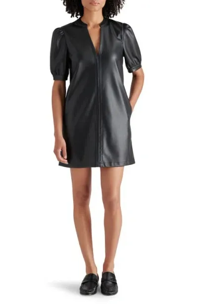 Steve Madden Jane Faux Leather Minidress In Black