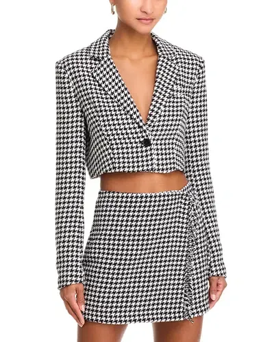 Steve Madden Rupi Houndstooth Tweed Cropped Blazer In Blk,wht