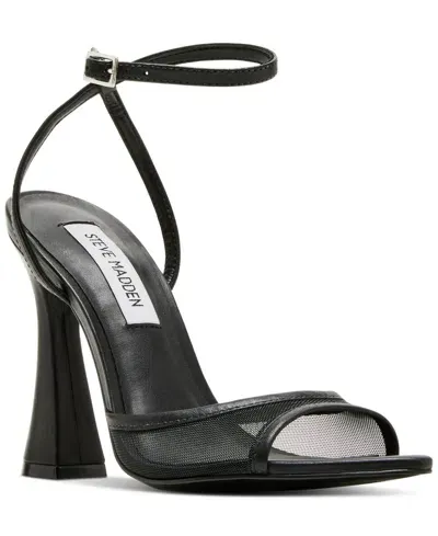 Steve Madden Women's Beki Two-piece Flare-heel Sandals In Black Mesh