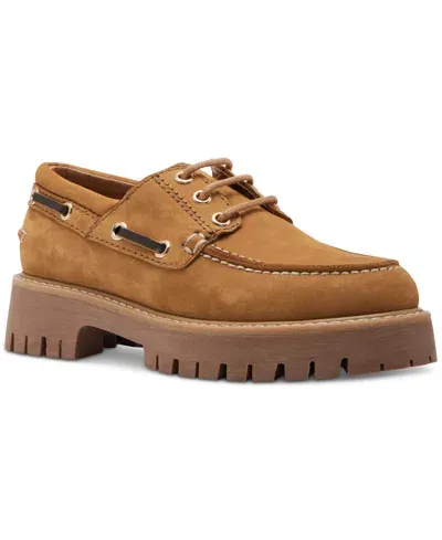 Steve Madden Women's Lavine Lug-sole Boat Shoes In Tan