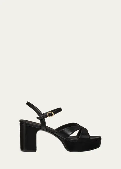 Stuart Weitzman Carmen Midi Crisscross Platform Sandals In Black