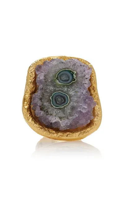 Sylvia Toledano 18k Yellow Gold Plated One-of-a-kind Amethyst Ring In Purple