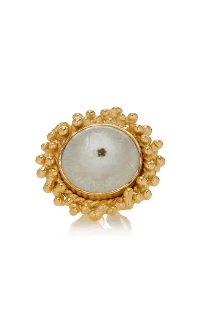 Sylvia Toledano 18k Yellow Gold Plated One-of-a-kind White Agate Round Ring