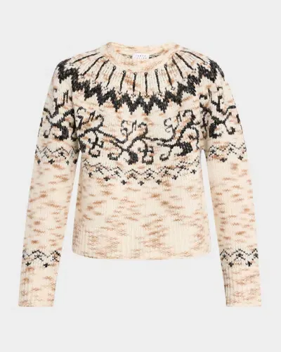 Tanya Taylor Duke Fairisle Sweater In Cream/taupe/black Multi