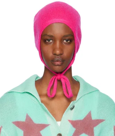 The Elder Statesman Pink Knit Bonnet In 672 Electric Pink