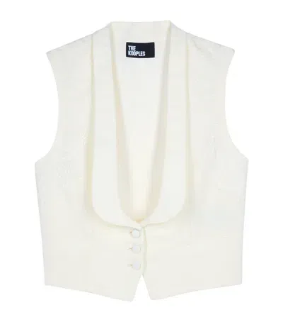 The Kooples Cotton-blend Fitted Waistcoat In Ivory