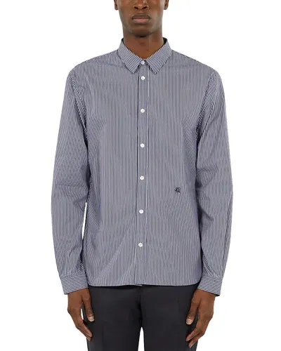 The Kooples Manches Fitted Button Front Shirt In Navy/white