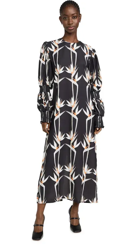 The Lulo Project Makeda Tunic Birds Of Paradise Black