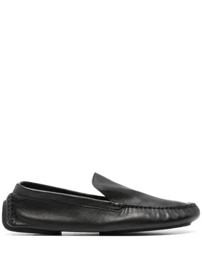 The Row Lucca Leather Moccasins In Blk - Black