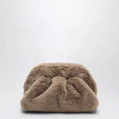 Themoirè Medium Tia Clutch Beige In Faux Fur