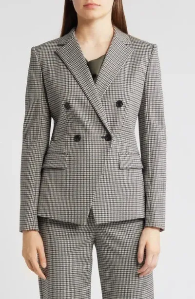 Theory Houndstooth Double Breasted Blazer In Navy Multi