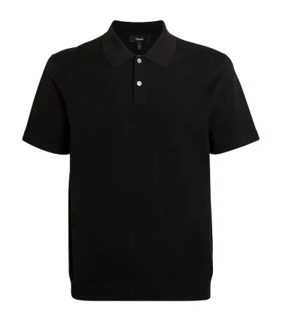 Theory Goris Polo Shirt In Fine Bilen In Black/white