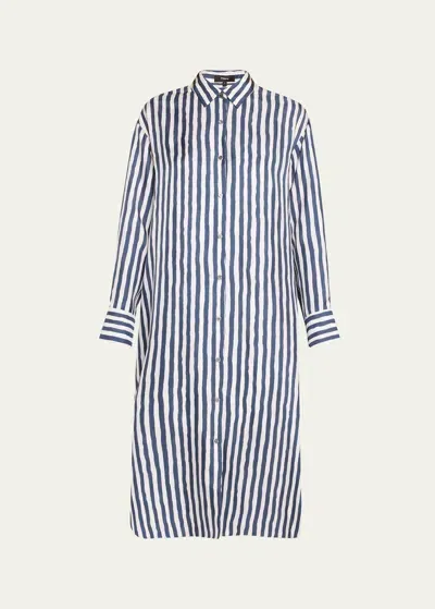 Theory Silk Maxi Oversized Shirtdress In Blmu