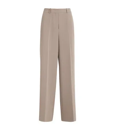 Theory Wide-leg Crepe Trousers In Brown