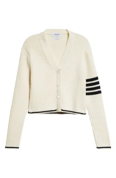 Thom Browne Stripe-detailing Cable-knit Cardigan In Neutrals