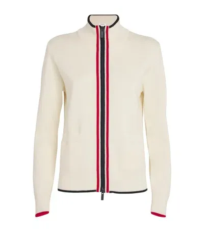 Thom Browne Rwb-striped Zipped-up Cardigan In White