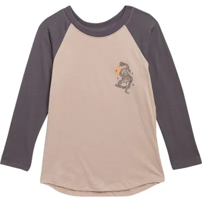 Tiny Whales Kids' Tread Lightly Raglan Graphic T-shirt In Beige