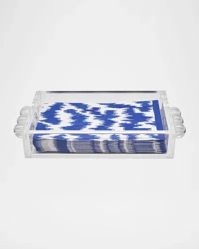 Tizo Clear Lucite Guest Towel Napkin Tray With Bubbles In Blue