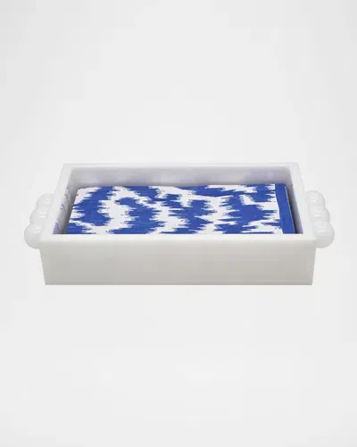 Tizo White Lucite Guest Towel Napkin Tray With Ball Handles