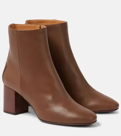 Tod's Leather Ankle Boots In Brown/black