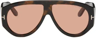 Tom Ford Brown Bronson Sunglasses In 52s Shiny Dark Havan