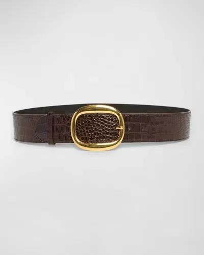 Tom Ford Croc-effect Patent-leather Belt In Espresso