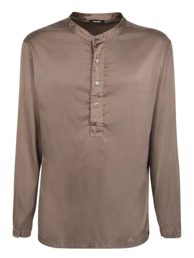 Tom Ford Henley Shirt In Brown