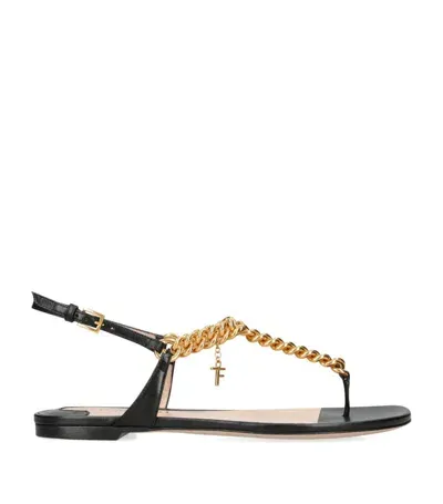 Tom Ford Chainlink-strap Leather Sandals In Black