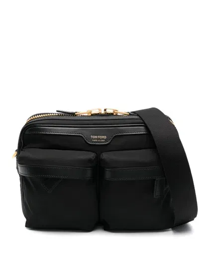 Tom Ford Recycled Nylon Utility Small Messenger In Black