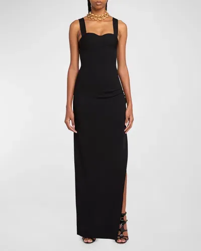 Tom Ford Strappy Stretch Viscose Corset Gown In Black