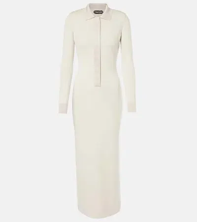 Tom Ford Wool And Silk-blend Polo Dress In Neutrals