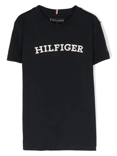 Tommy Hilfiger Junior Kids' Logo-print Cotton T-shirt In Blue