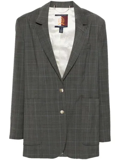 Tommy Hilfiger Single-breasted Checked Blazer In Grey