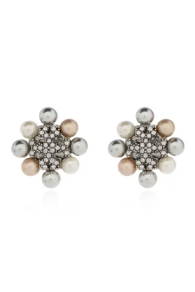 Tory Burch Embellished Earrings In Silver