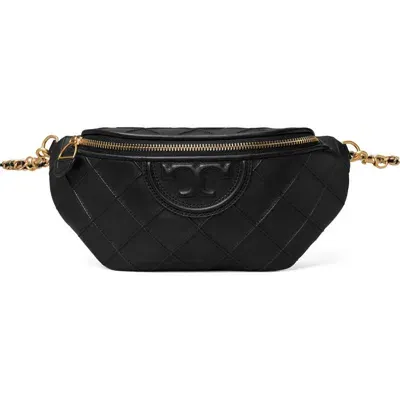 Tory Burch Fleming Soft Quilted Leather Belt Bag In Black