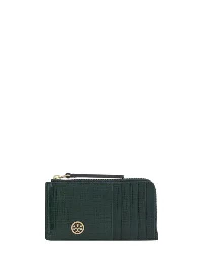 Tory Burch Robinson Card Holder In Evergreen