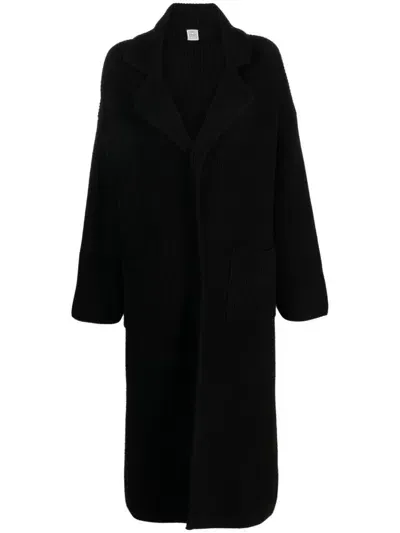 Toteme Pre Wool Blend Cardigan Coat In Black