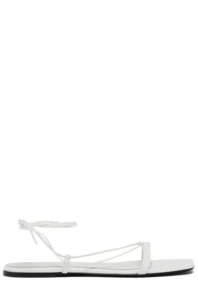 Totême Leather Flat Sandals In White