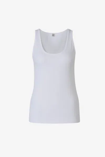 Totême Classic Sleeveless Ribbed Tank Top In White