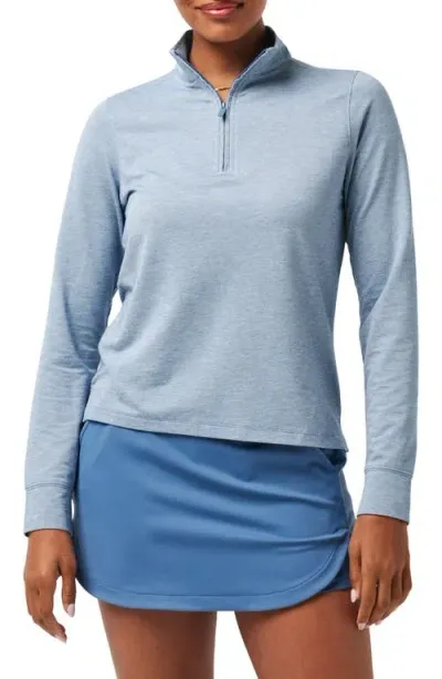 Travismathew Featherweight Active Pullover In Heather Copen Blue