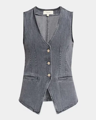 Triarchy Monica Tailored Denim Vest In Tempesta Grey