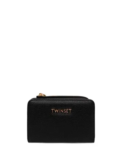 Twinset Zipped Wallet In Black