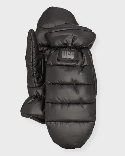 Ugg Logo All-weather Puff Mittens In Blk Black