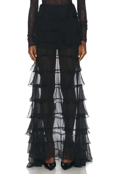 Valentino Chiffon Skirt In Black