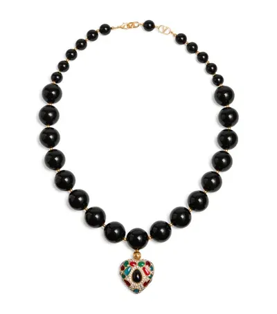 Valentino Garavani Coeur Royal Beaded Necklace In Multicolour