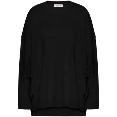 Valentino Drop-shoulder Virgin-wool Jumper In Black