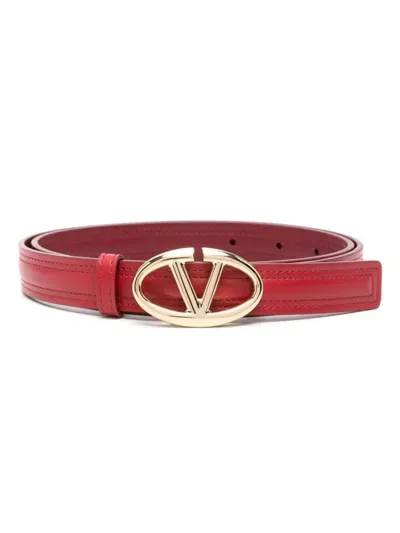 Valentino Garavani The Bold Edition Vlogo Belt In Red