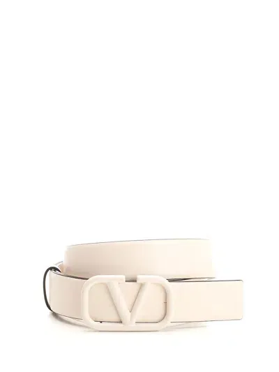 Valentino Garavani V Logo Signature 30 Belt In Light Ivory