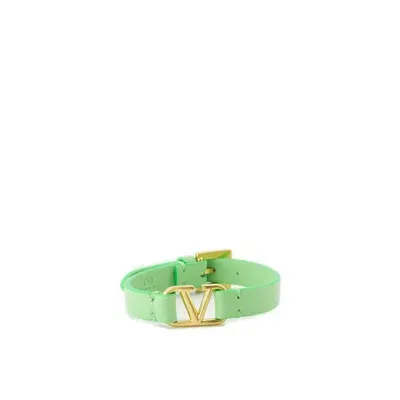 Valentino Garavani Valentino Vlogo Plaque Bracelet In Green