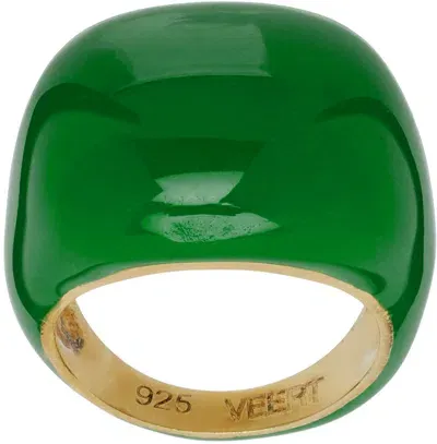 Veert Gold & Green Enamel Square Signet Ring